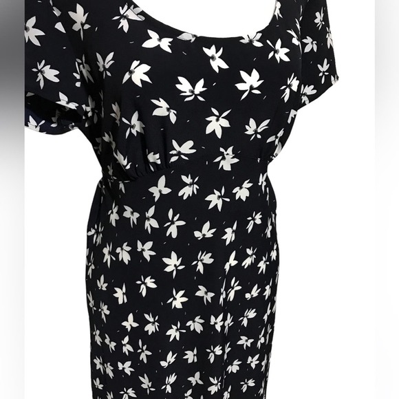 Vintage 90s Navy Blue Floral Empire Waist Regency Jane Austen Maxi Dress Medium - Picture 2 of 6